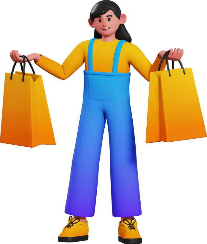 3D Woman with Shopping Bags